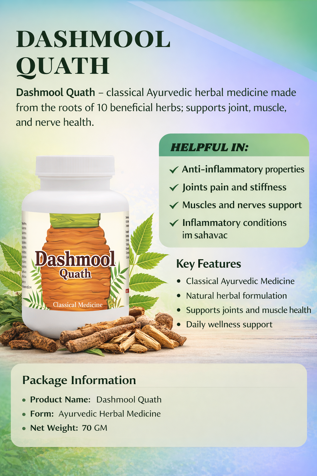 Dashmool Quath – Ayurvedic Herbal Medicine for Joints Muscles and Inflammation Support Dashmool Quath Ayurvedic herbal medicine for joints muscles nerves and inflammatory conditions