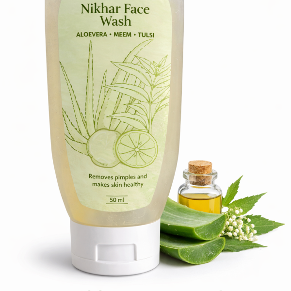 Nikhar Face Wash herbal face wash with Aloe Vera Neem Tulsi for pimples and healthy skin