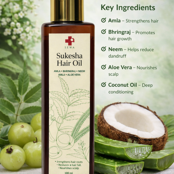 Sewa Sukesha Herbal Hair Oil with Amla Bhringraj Neem and Aloe Vera for Hair Growth and Hair Nourishment